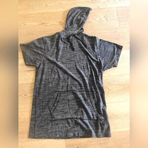 Gray Short Sleeve Hooded T-Shirt